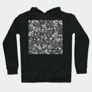 Black and white watercolor leaves and branches Hoodie